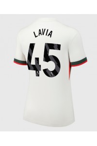 Chelsea Romeo Lavia #45 Jalkapallovaatteet Naisten Vieraspaita 2025-26 Lyhythihainen